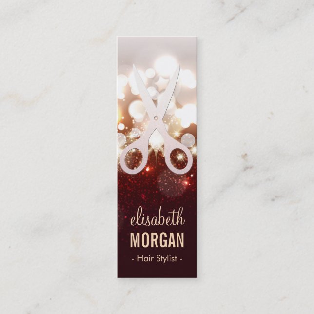 Cartão De Visita Mini Tesoura Fraseável Dourada Sparkasse Hair Stylist (Frente)