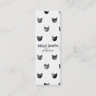 Cartão De Visita Mini Teste padrão bonito chique preto e branco do gato