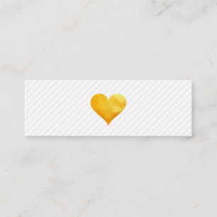 Cartão De Visita Mini Teste padrão Dourado Cutesy da listra do coraçã