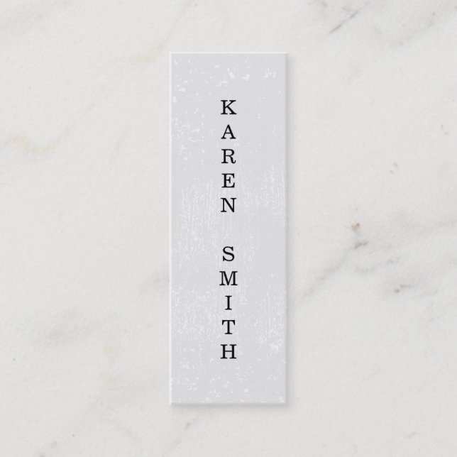 Cartão De Visita Mini Texto Vertical Estilo de Grunge Moderno (Frente)