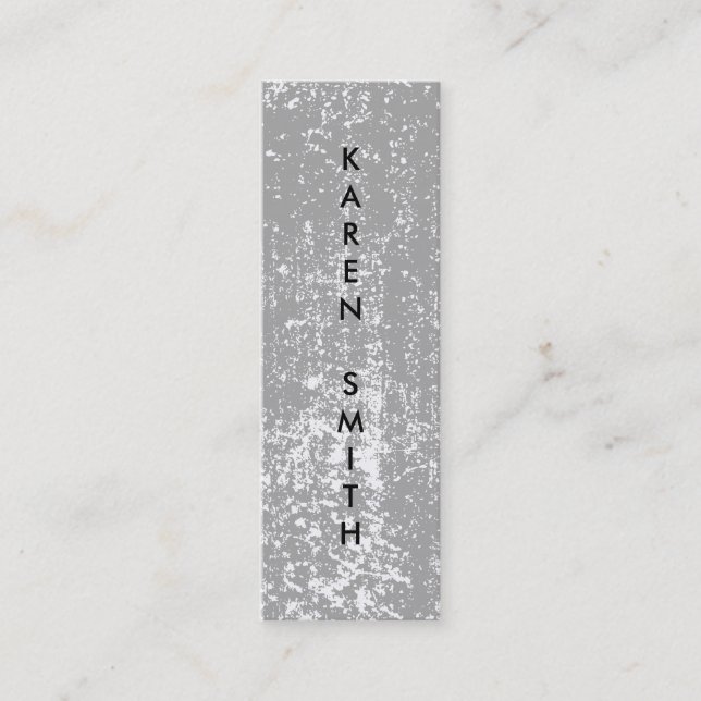 Cartão De Visita Mini Texto Vertical Estilo de Grunge Moderno (Frente)