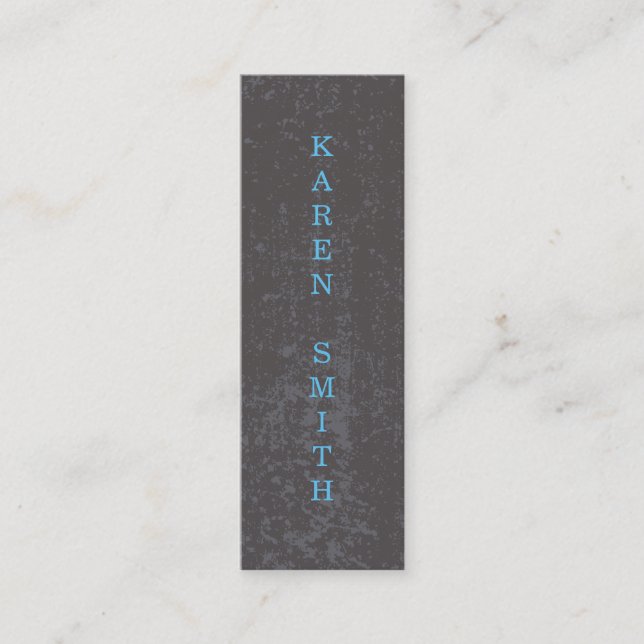 Cartão De Visita Mini Texto Vertical Estilo de Grunge Moderno (Frente)