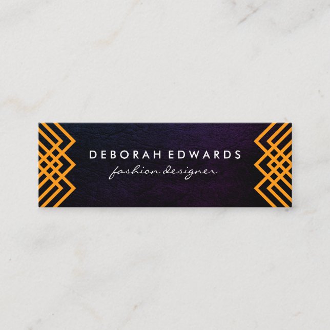 Cartão De Visita Mini Textura Chic das Linhas Geométricas de Luxo (Frente)