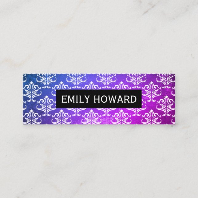 Cartão De Visita Mini Textura cor damasco Verde Roxo (Frente)