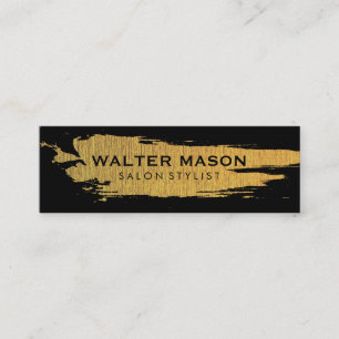 Cartão De Visita Mini Textura Dourada de Falso Artístico Preto