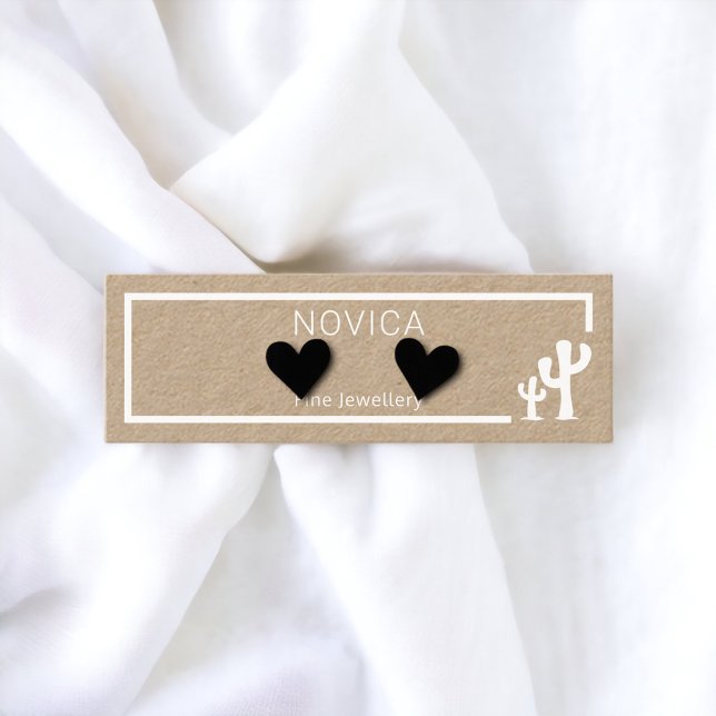 Cartão De Visita Mini Tinta branca na placa de exibição do Kraft Cactus  (Criador carregado)