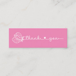 Cartão De Visita Mini Tipografia Floral Simples Rosa Mínimo Obrigado