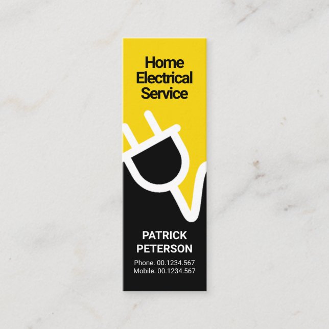 Cartão De Visita Mini Tomada elétrica amarela-clara (Frente)