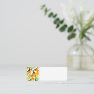 Cartão De Visita Mini Toucan Bird Orange Flowers Green Deixa tropical