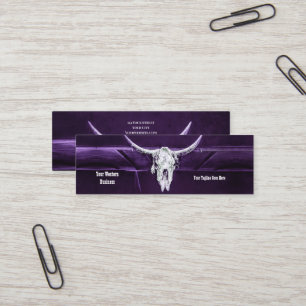 Cartão De Visita Mini Touro de Crânio de Vaca Branco Roxo Ocidental Rúst