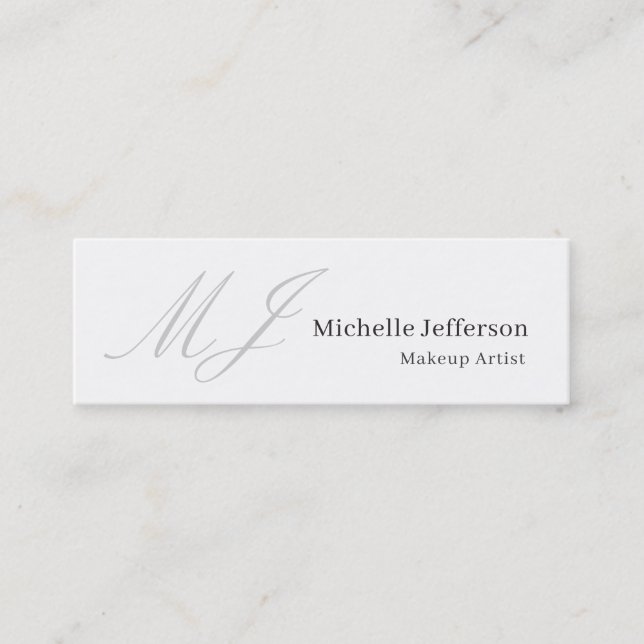 Cartão De Visita Mini Trendy Makeup Artist Monogram Black White Stylish (Frente)