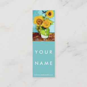 Cartão De Visita Mini Três girassóis por Van Gogh magro