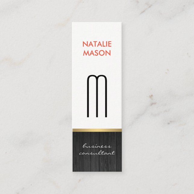 Cartão De Visita Mini Trilha Dourada de Madeira Moderna com Folga Modern (Frente)