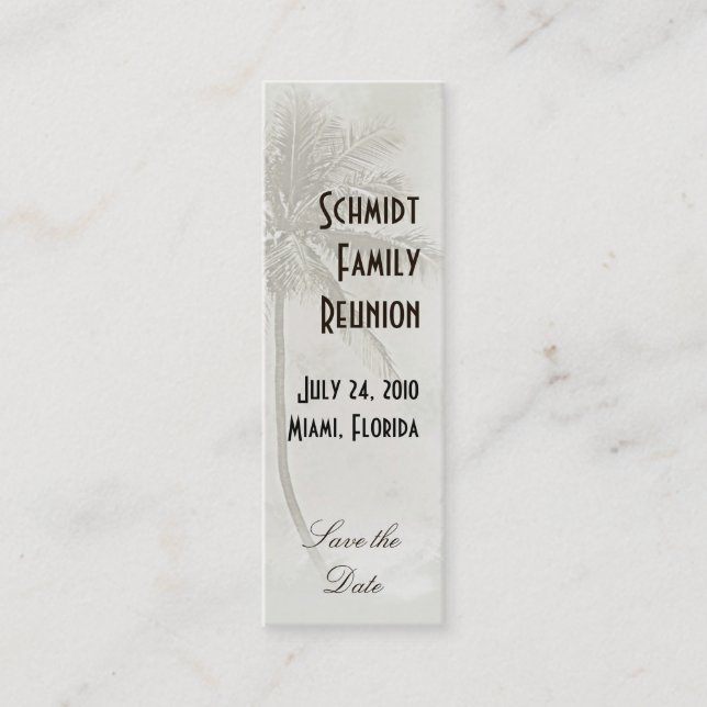 Cartão De Visita Mini Tropical Salvar a data (taupe) (Frente)