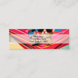 Cartão De Visita Mini Um gatinho bonito estava deitado em uma rede