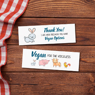 Cartão De Visita Mini Vegan, obrigado de restaurante