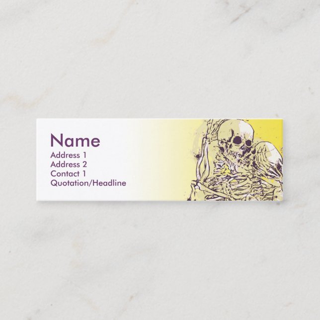 Cartão De Visita Mini Verde DE ESQUELETO do AMOR (Frente)