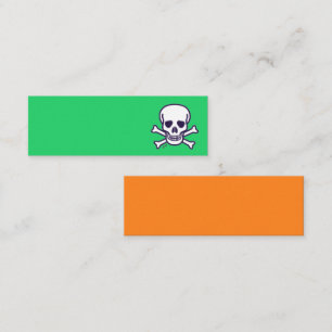 Cartão de visita mini verde e laranja Skull n Bone