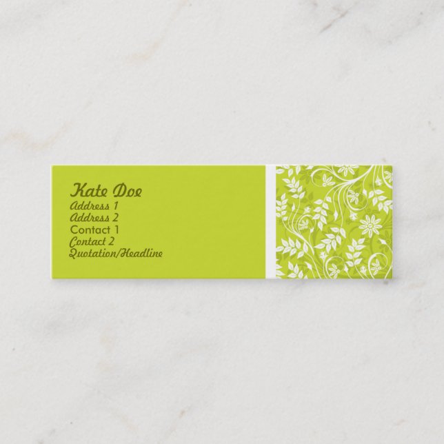 Cartão De Visita Mini Verde elegante (Frente)