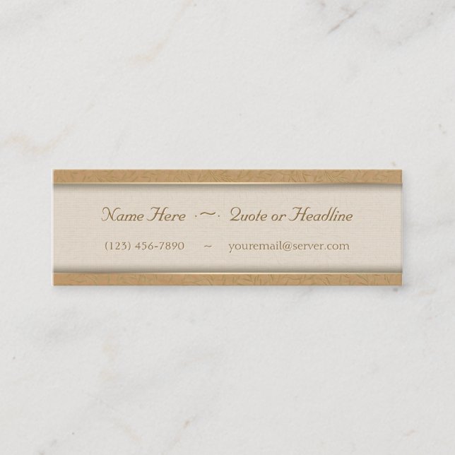 Cartão De Visita Mini Videiras gravadas ouro da folha do trigo (Frente)