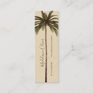 Cartão De Visita Mini Vintage Palm Tree QR Code Tropical Elegante Mini M