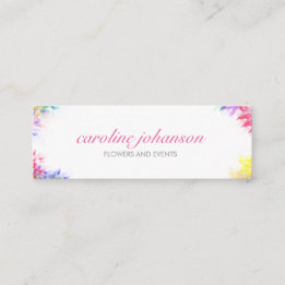 Cartão De Visita Mini Violet yellow artistic painting brush flowers card