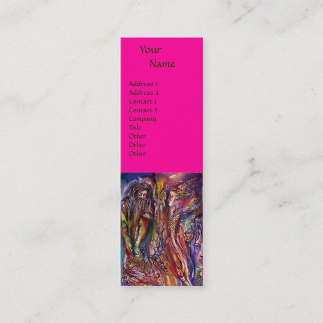 Cartão De Visita Mini VIVIEN E MERLIN Pink Fuchsia Purple Fantasy (Frente)