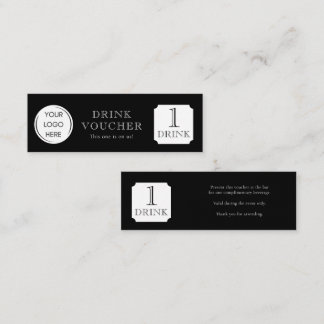 Cartão De Visita Mini Voucher de bebida simples Logotipo corporativo