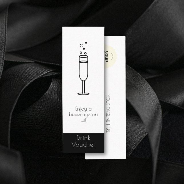 Cartão De Visita Mini Voucher do Logotipo Branco Chic Black (Criador carregado)