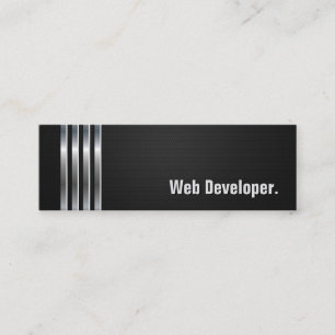Cartão De Visita Mini Web Developer - Black Silver Stripes
