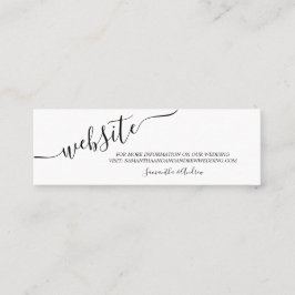 Cartão De Visita Mini Web site ocasional branco preto do casamento da