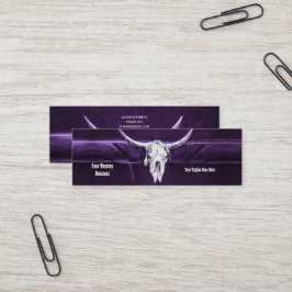 Cartão De Visita Mini Western Purple White Rustic Bull Cow Skull Barn