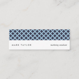 Cartão De Visita Mini White navy blue grey criss-cross modern card