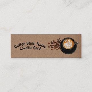 Cartão De Visita Mini Xícaras de Café Kraft Rústico Grãos de Café