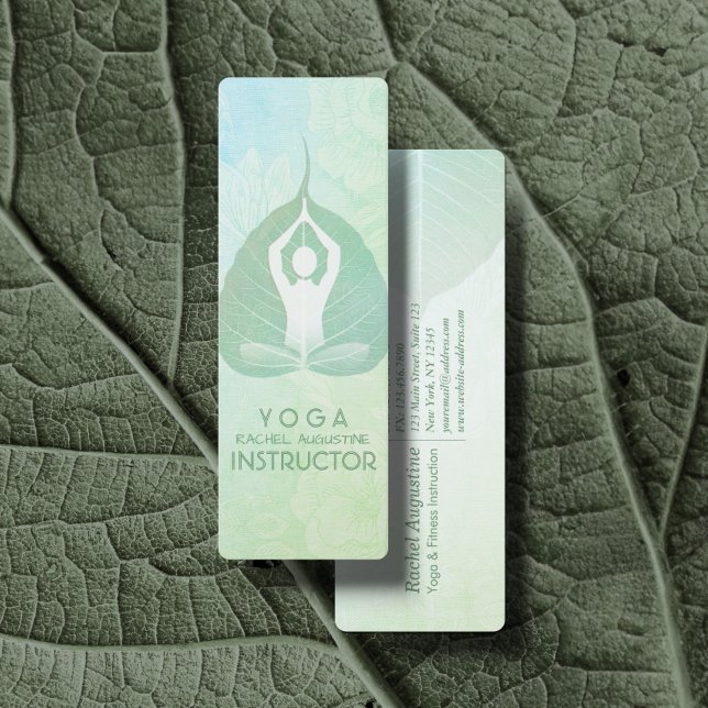 Cartão De Visita Mini Yoga Instrutor Studio Meditação Pose Bodhi Leaf (Criador carregado)