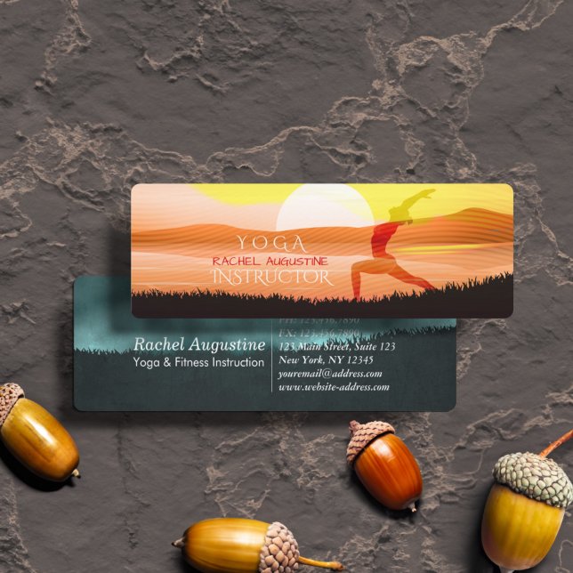 Cartão De Visita Mini Yoga Instrutor Sun Salutation Crescent Moon Pose (Criador carregado)