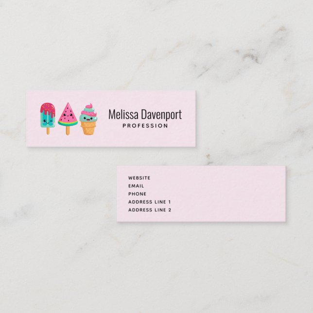 Cartão De Visita Mini Yummy Sorvete Trio Summer Vibe (Frente/Verso)