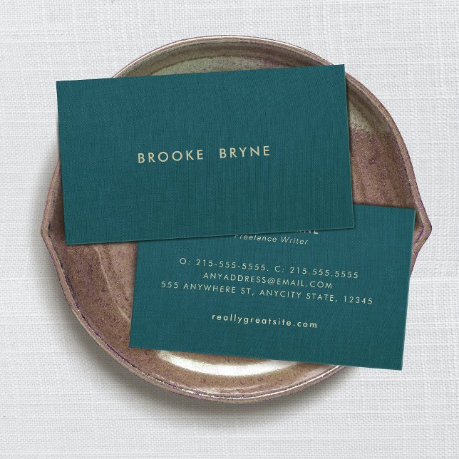 Cartão De Visita Minialista Profissional Moderno Azul Teal (Criador carregado)