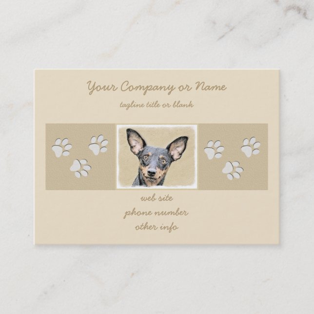 Cartão De Visita Miniatura Pinscher Pintando Bela Arte Original de  (Frente)