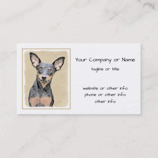 Cartão De Visita Miniatura Pinscher Pintando Bela Arte Original de  (Frente)