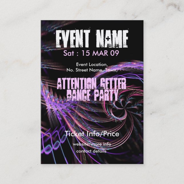 Cartão De Visita miniFLYER #007 DO PARTIDO DO EVENTO (Frente)