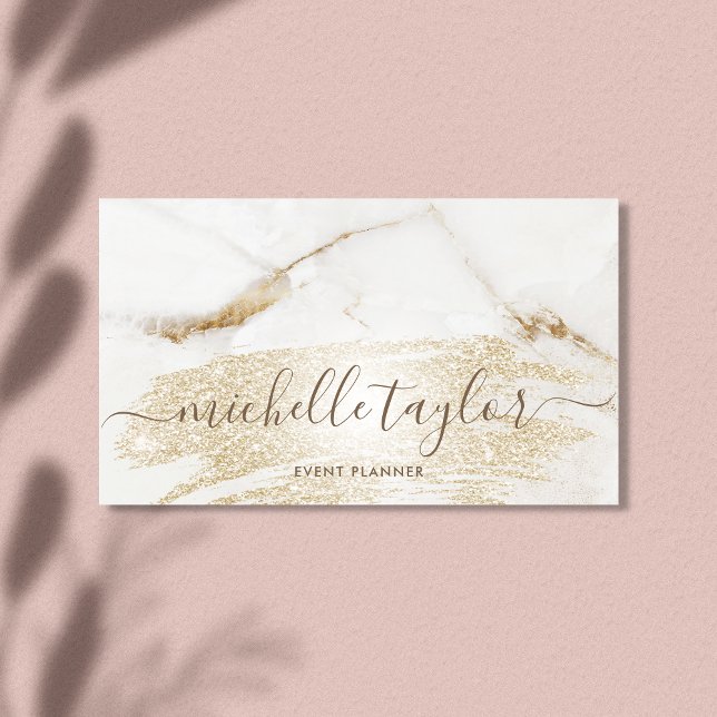 Cartão De Visita Mínima assinatura de ouro branco moderno (Criador carregado)