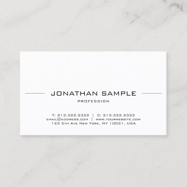 Cartão De Visita Mínima e Elegante profissional, tendência simples  (Frente)