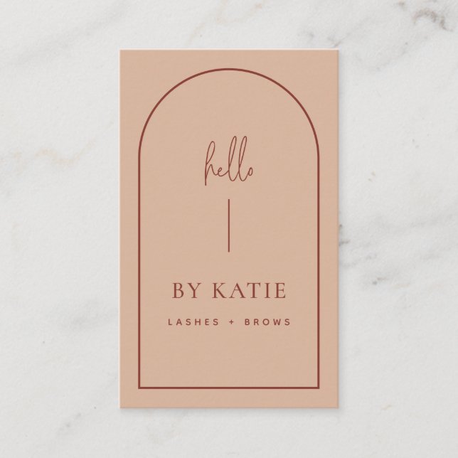 Cartão De Visita Mínima Moderna Terracotta Blush Arch Beauty (Frente)