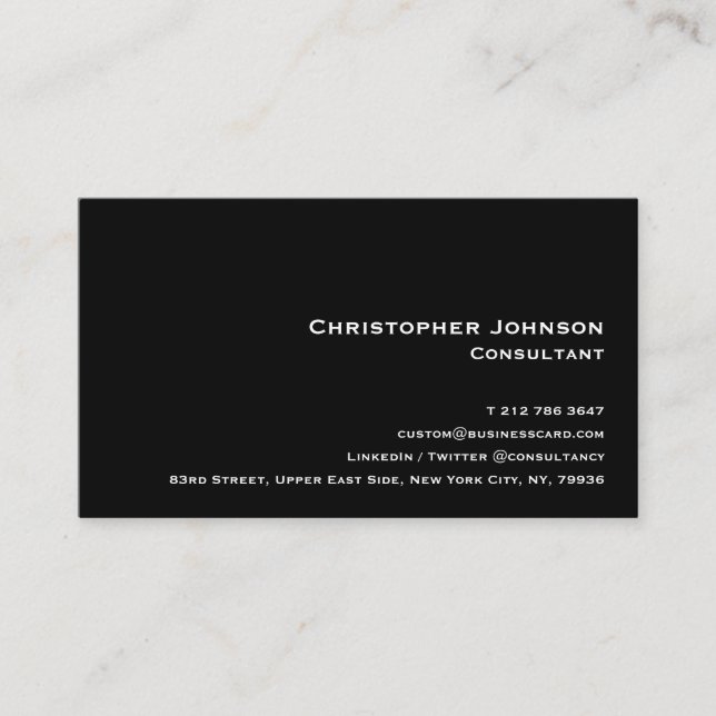 Cartão De Visita Mínima Negra-Negra Moderna Elegante (Frente)