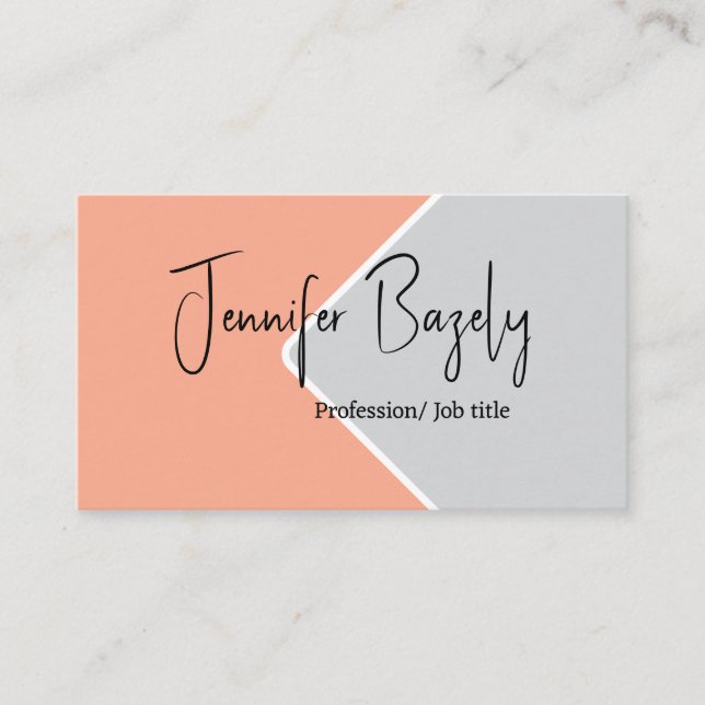 Cartão de visita mínima rosa e cinza (Frente)