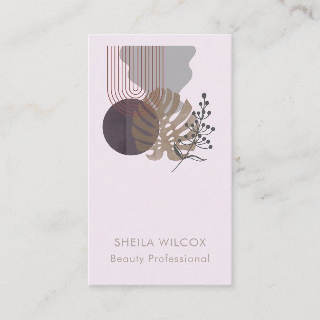 Cartão De Visita Minimal Beauty Business Card | Abstract Botanical  (Frente)