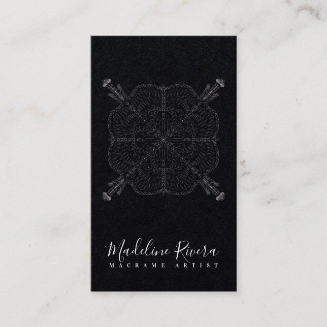 Cartão de Visita Minimal Boho Mandala Yoga Macrame (Frente)