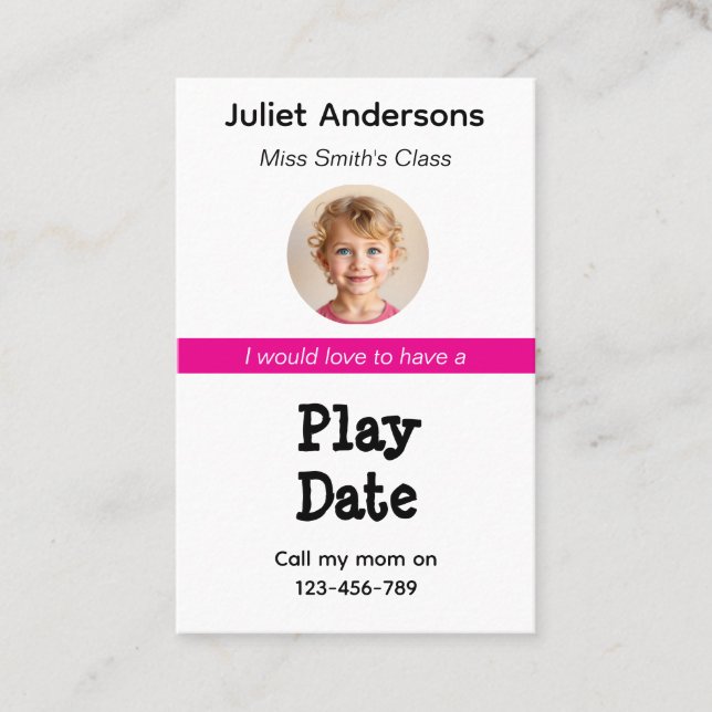 Cartão De Visita Minimal Business Kid's Playdate Card (Frente)