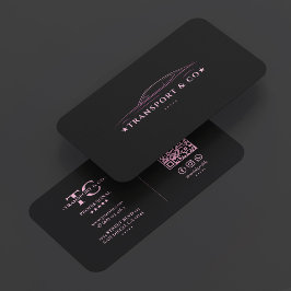 Cartão De Visita Minimal Car Driver Chauffeur Pink Black Transport
